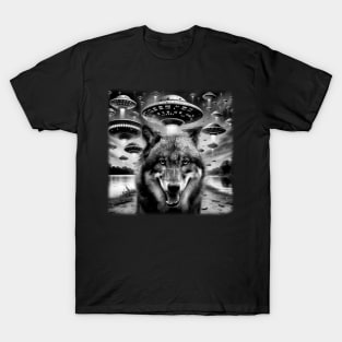 Lunar Lupines Elevate Your Style with Wolf UFO Tees T-Shirt